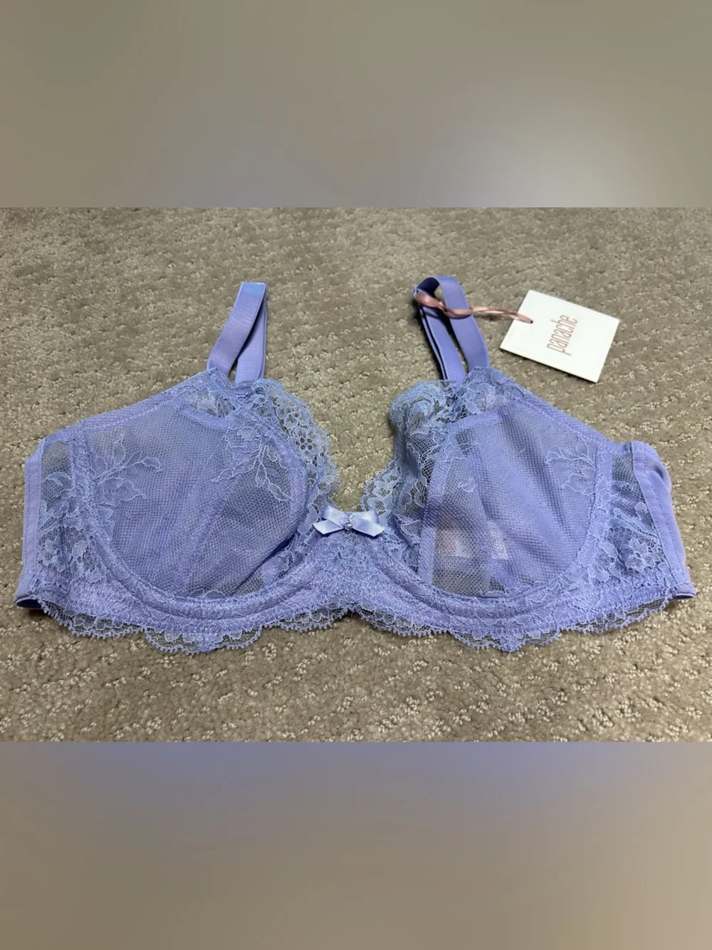 Panache Ana Plunge Bra Lace Unlined Sweet Lavender 32D NWT